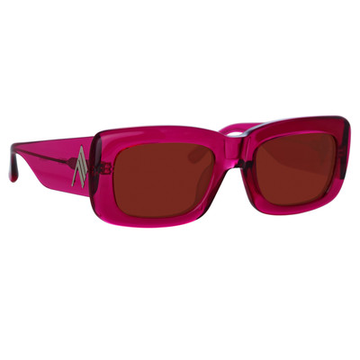 LINDA FARROW THE ATTICO MARFA RECTANGULAR SUNGLASSES IN MAROON outlook