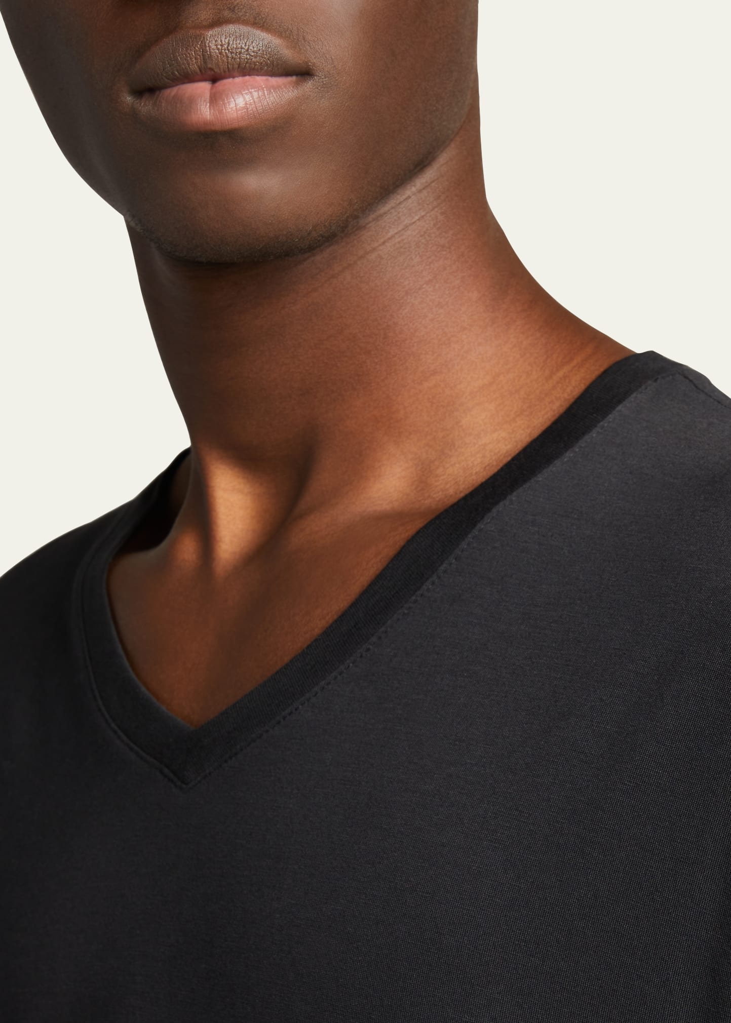 Short-Sleeve V-Neck Jersey T-Shirt, Gray - 5