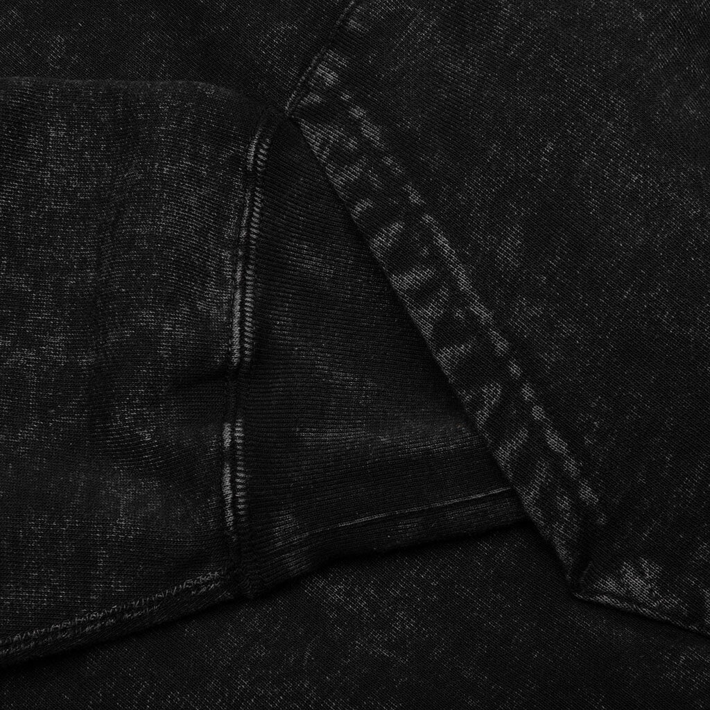OVER DYE PULLOVER RELAXED FIT HOODIE - BLACK - 5