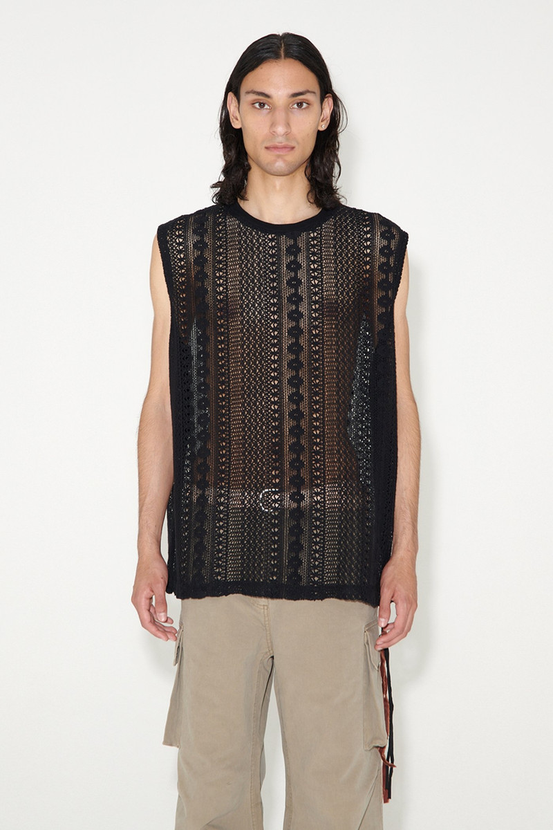 Box Sleeveless Black Cotton Crochet 3