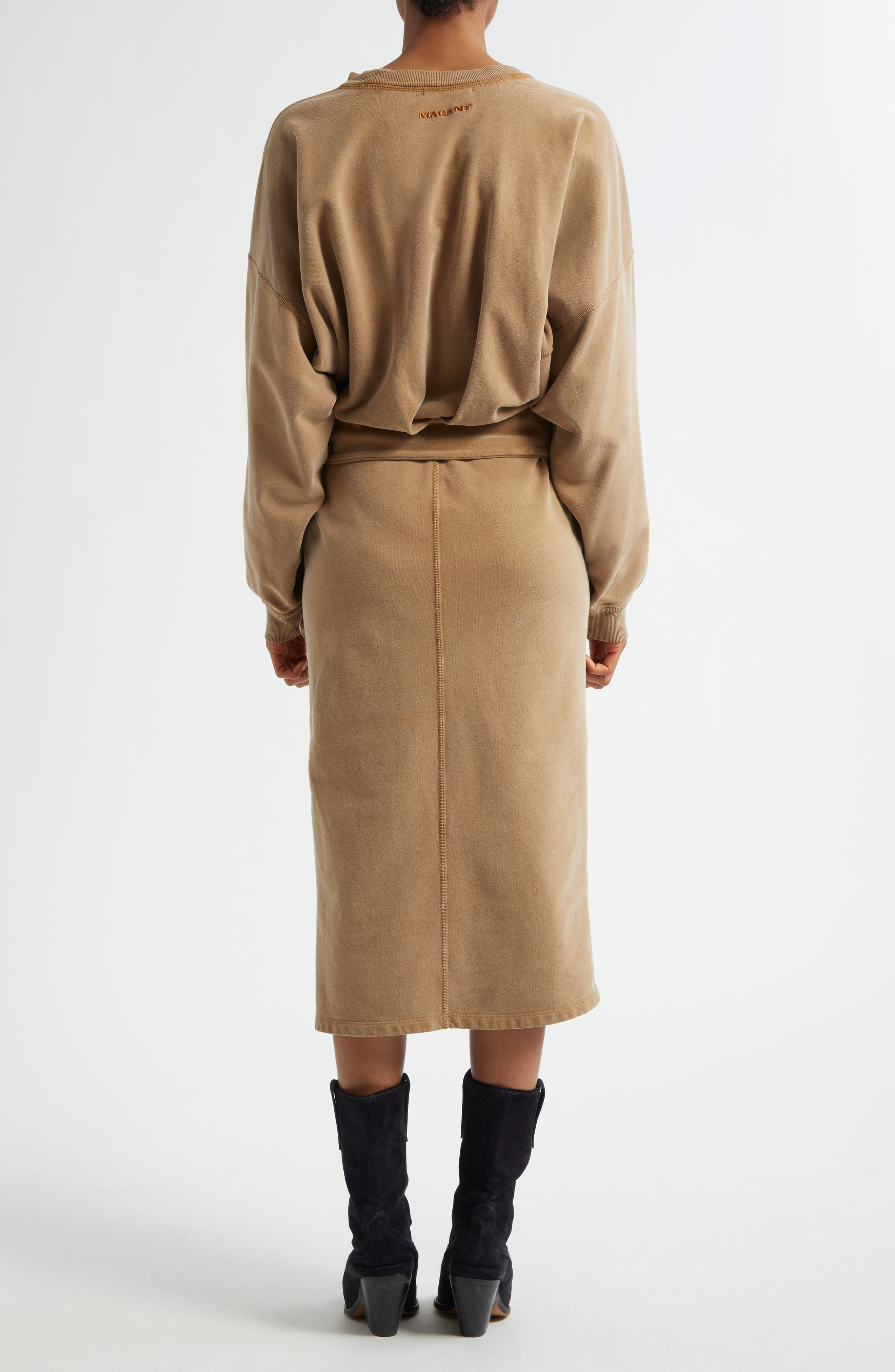 Isabel Marant Étoile Sandrina Long Sleeve Cotton Fleece Dress in Caramel at Nordstrom - 2