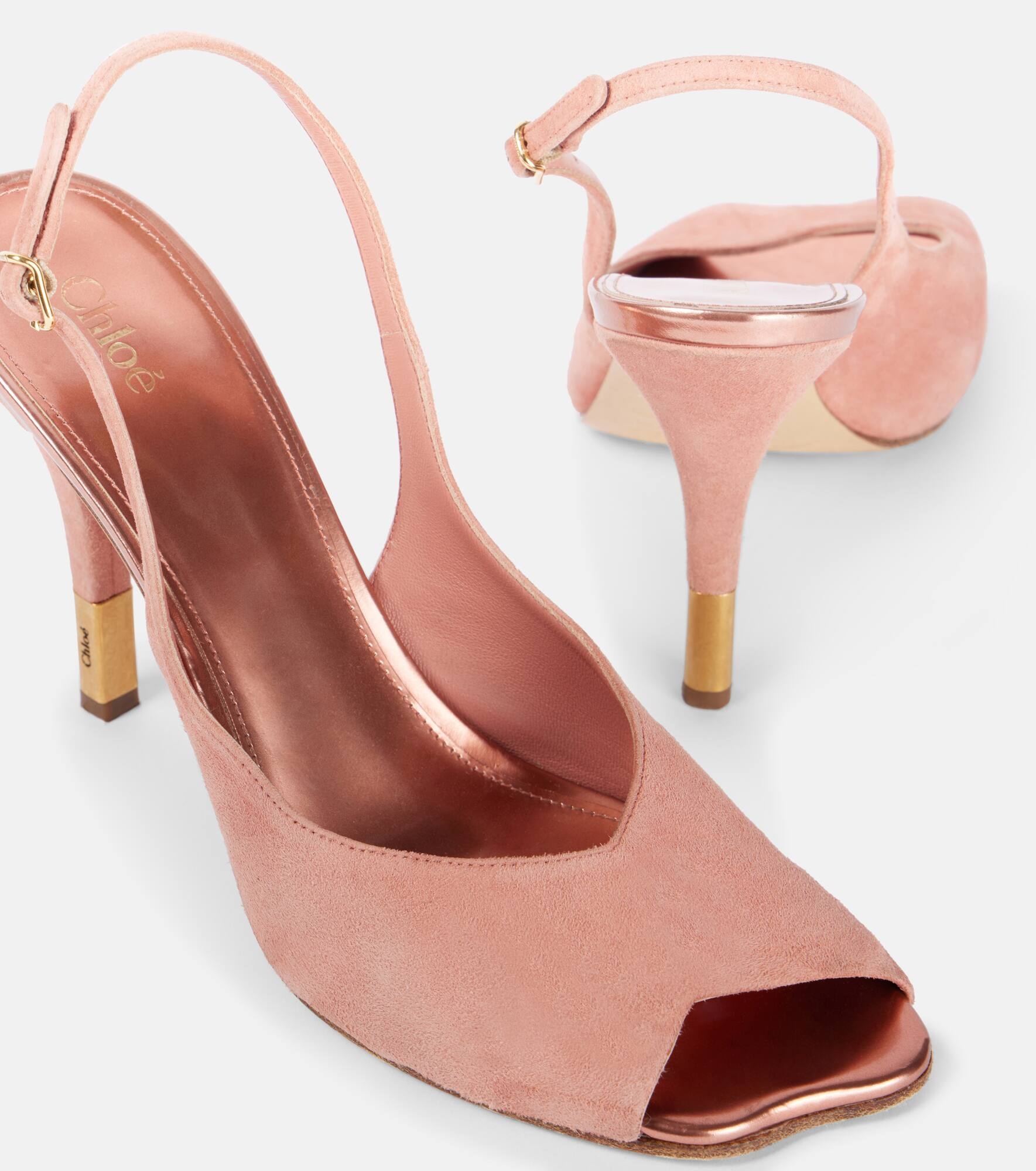 Flower 95 suede peep-toe pumps - 5