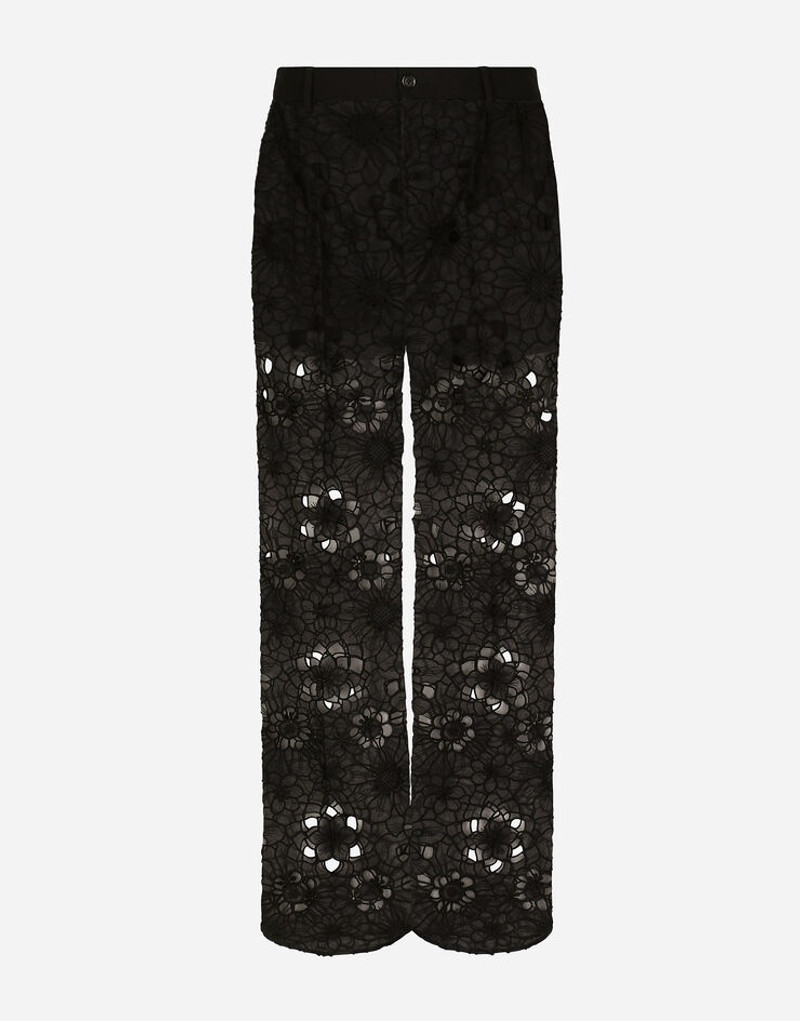 Tailored stretch broderie anglaise pants 1
