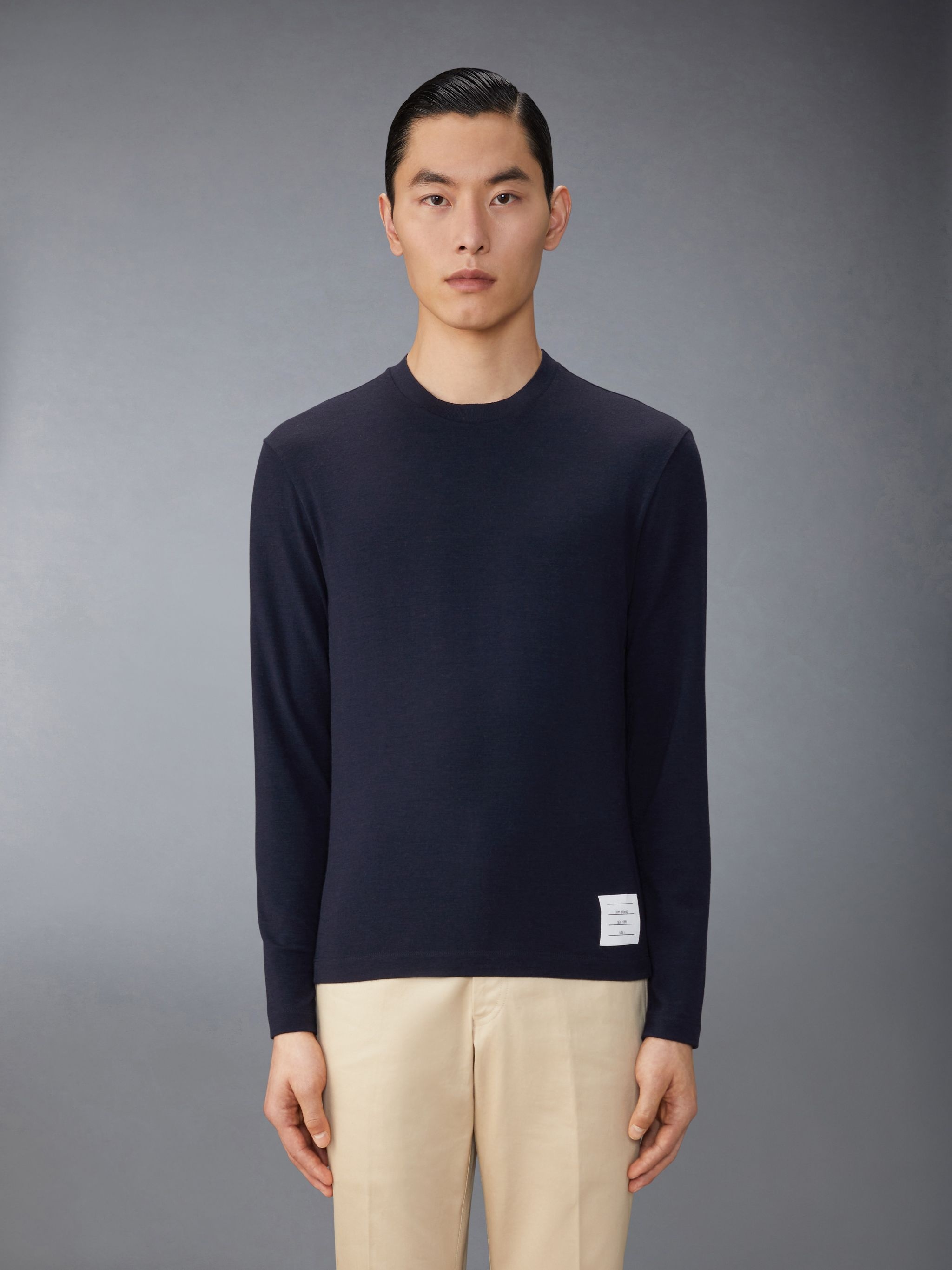 stripe-detailing wool T-shirt - 1