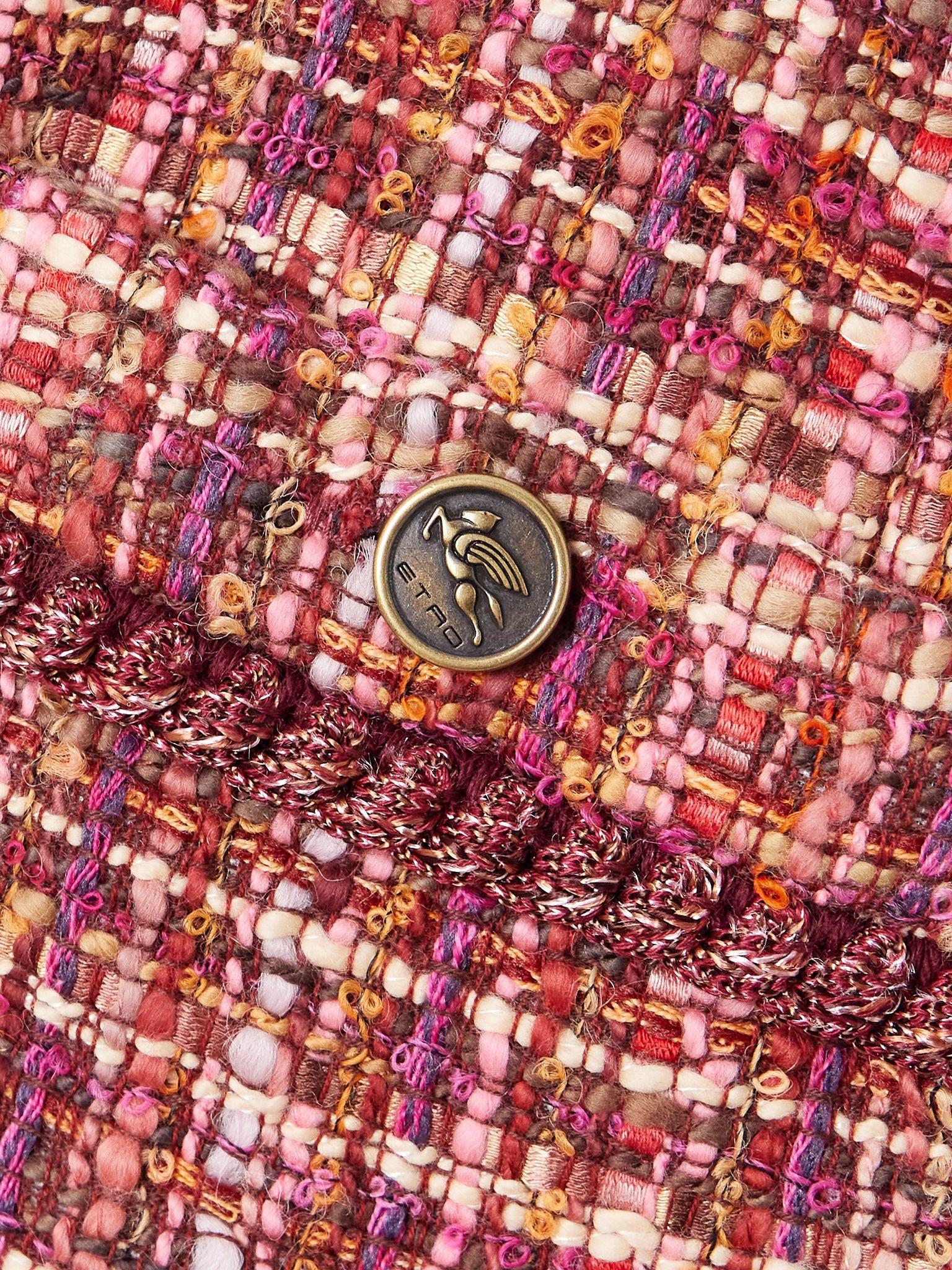 Checked cotton-blend bouclé-tweed mini dress Red - 5