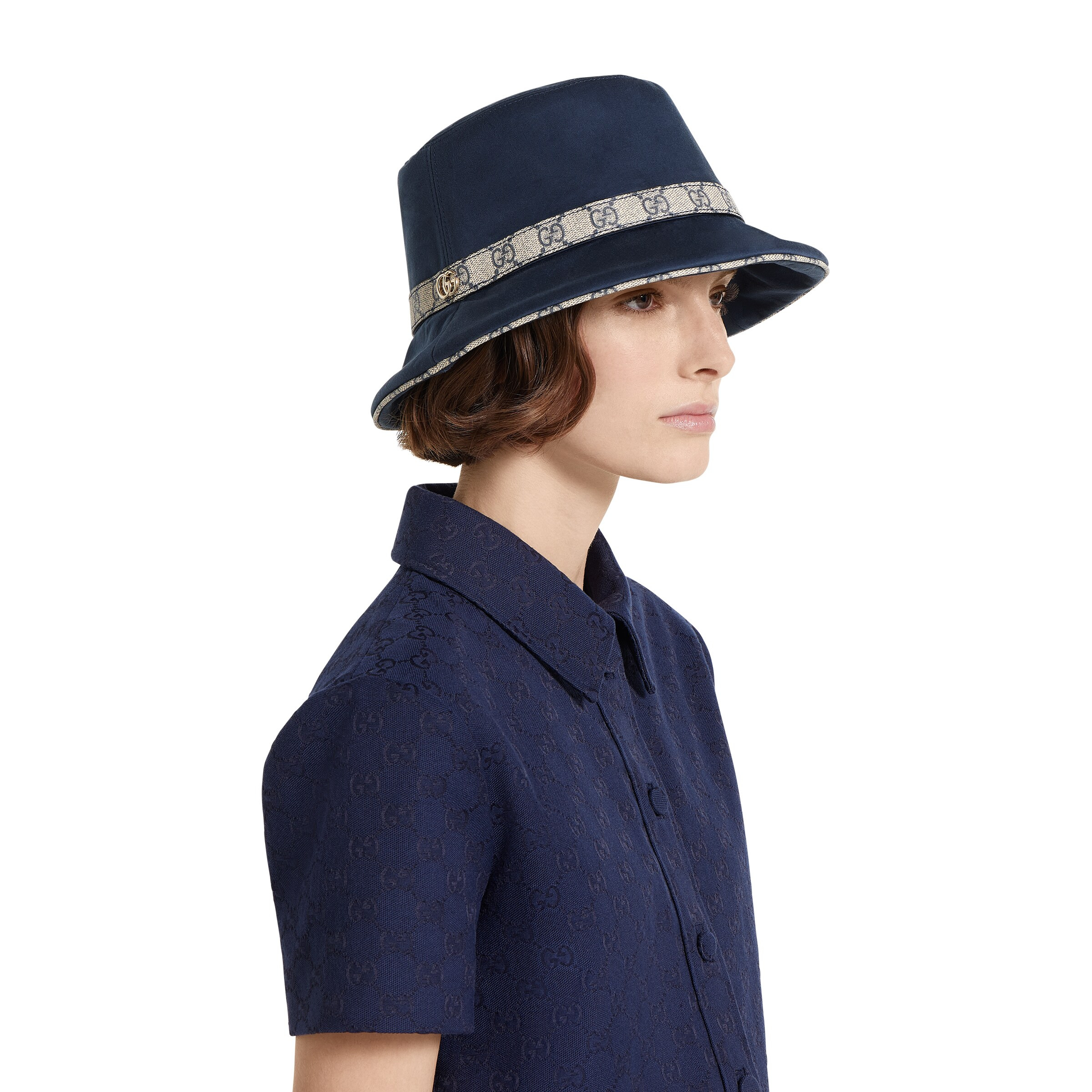 Cotton fedora with Double G - 3