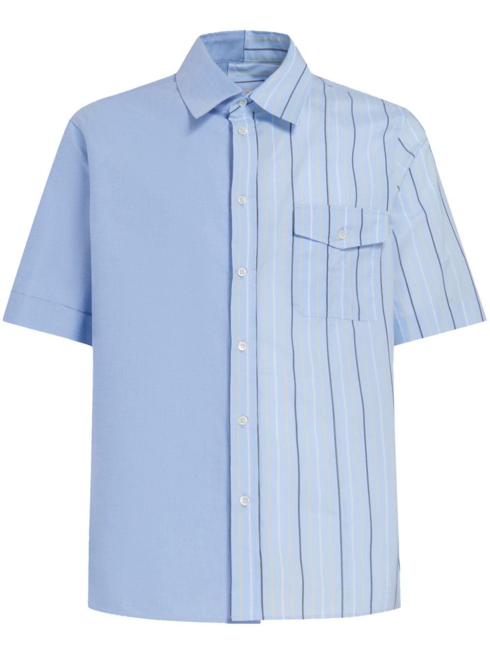 colour-block striped cotton shirt - 1