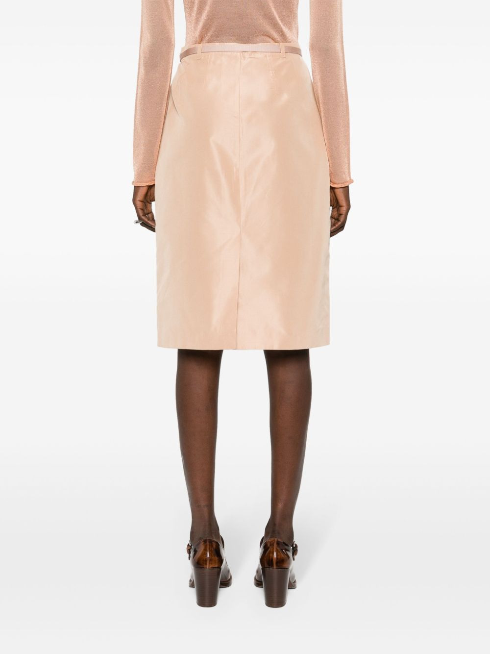 logo-buckle straight faille skirt - 4