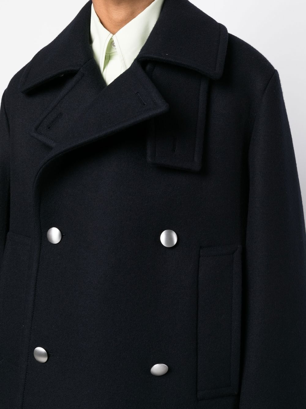 notched-colar double-breasted coat - 5