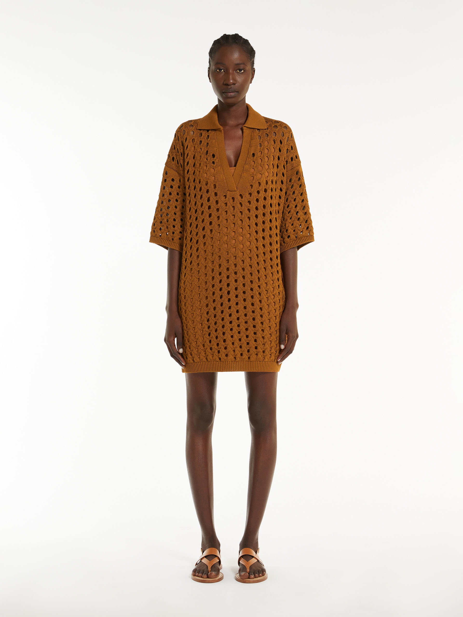 Max Mara URNA Mesh short dress in cotton | REVERSIBLE