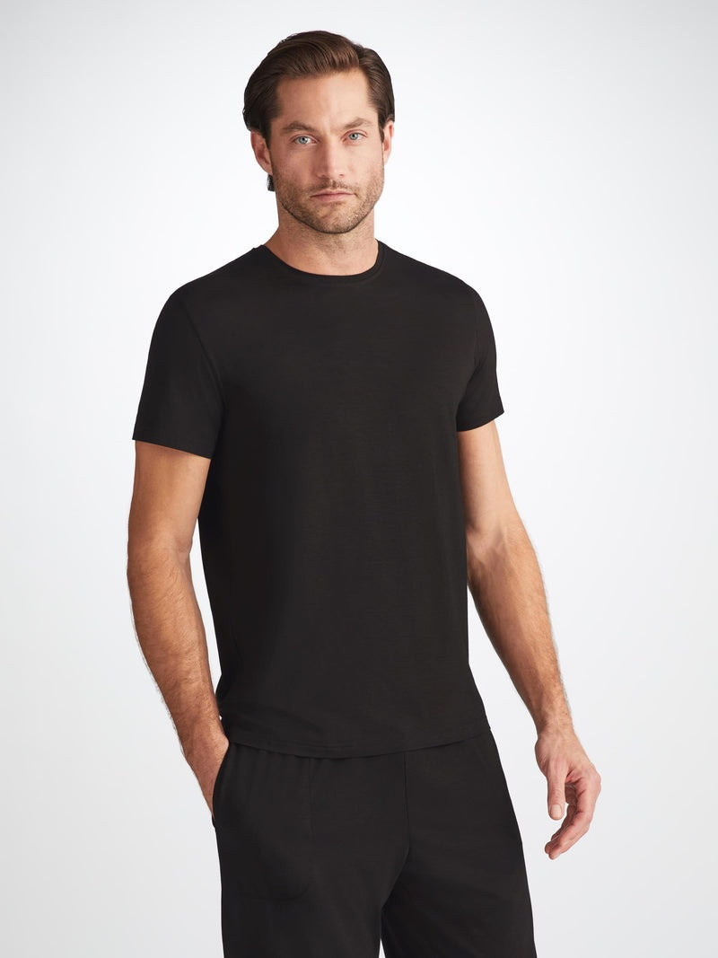 Derek Rose Men's T-Shirt Basel Micro Modal Stretch Black outlook