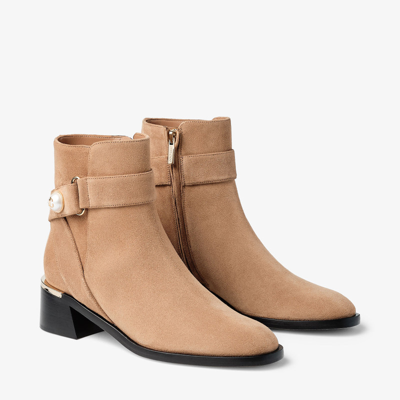 Noor 45 Toffee Velvet Suede Ankle Boots 3