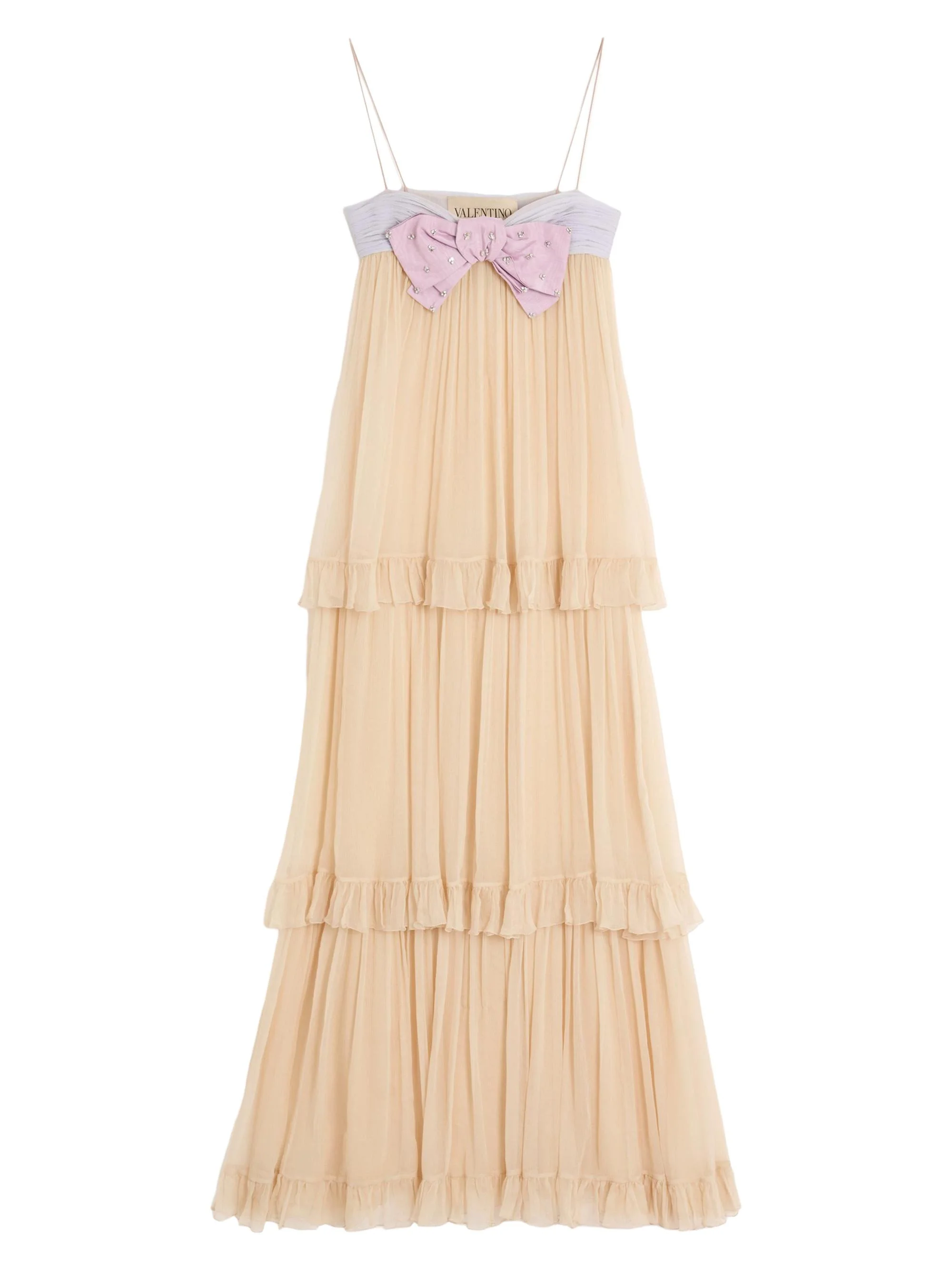 크리스탈 Creponne 활 층 Chiffon Babydoll 가운 - 1