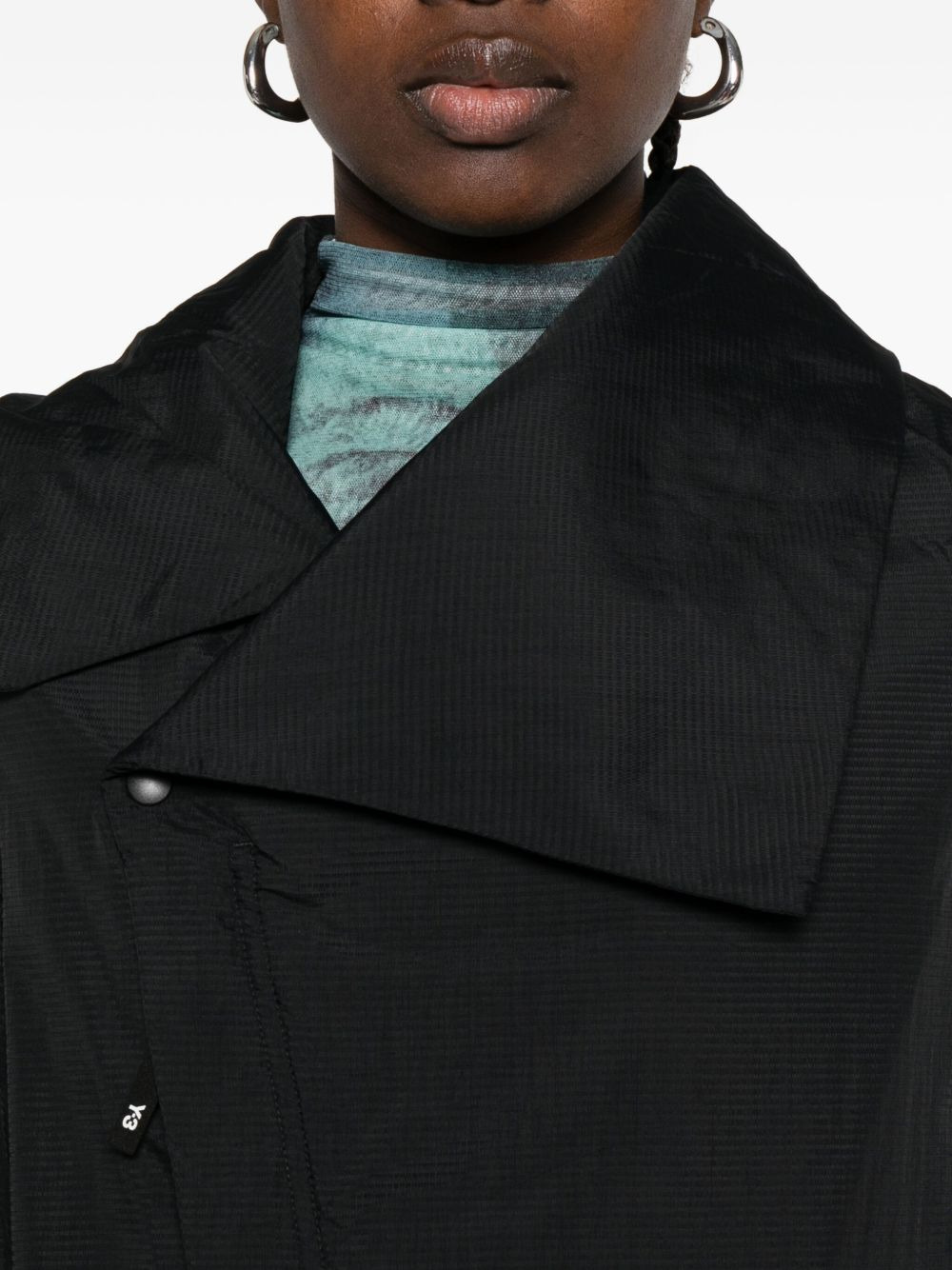 asymmetric-collar raincoat - 5
