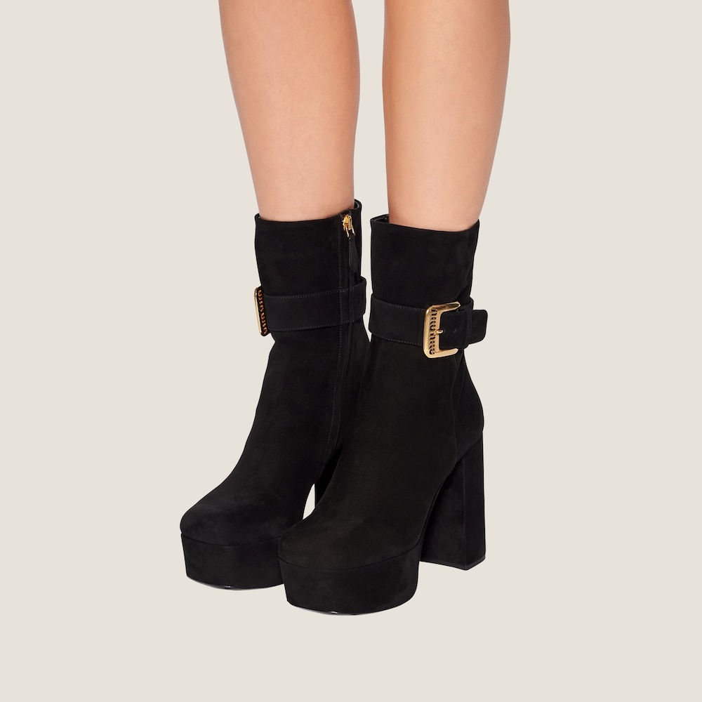 Suede platform booties - 5