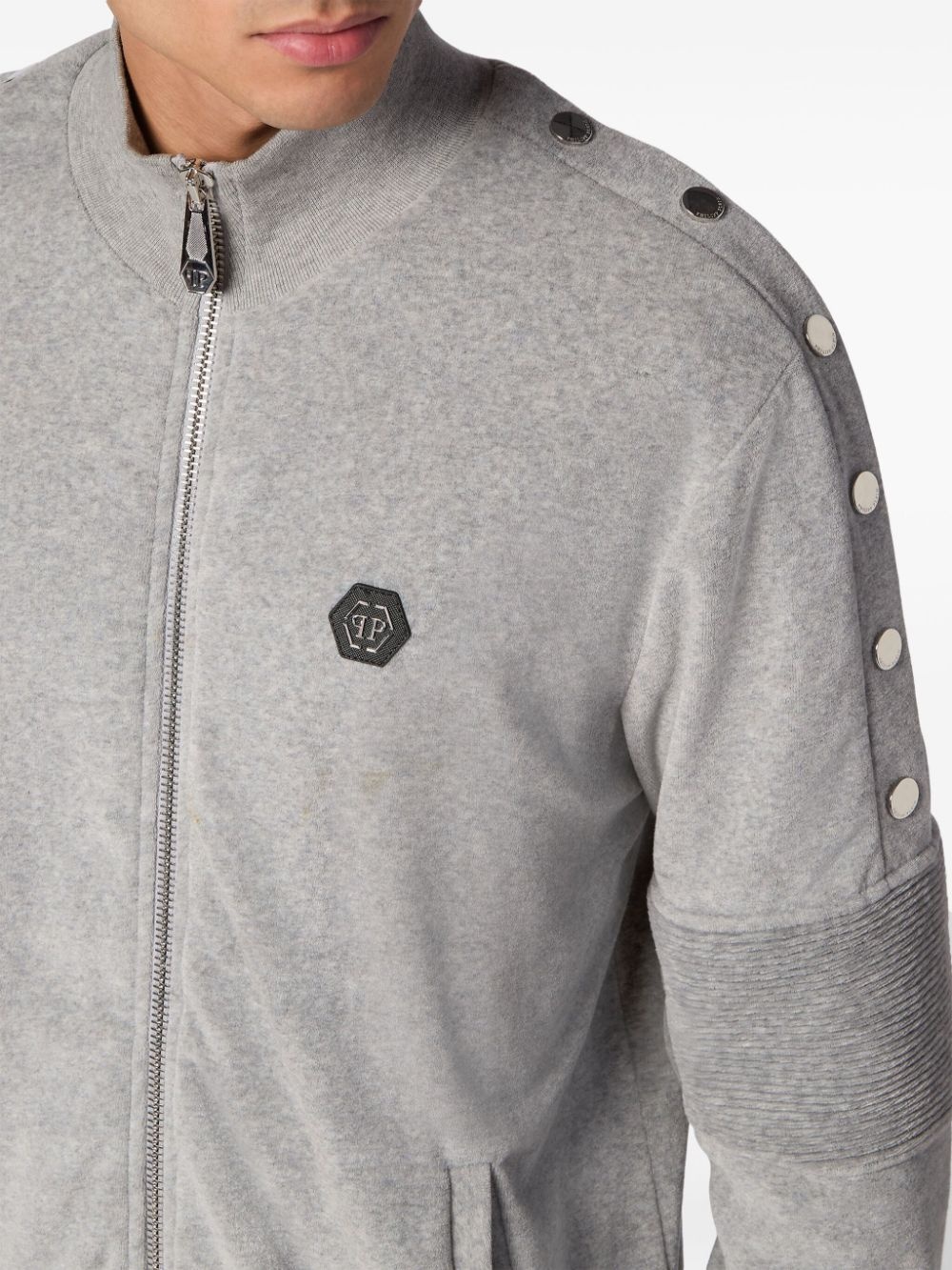 logo-plaque cotton track jacket - 5