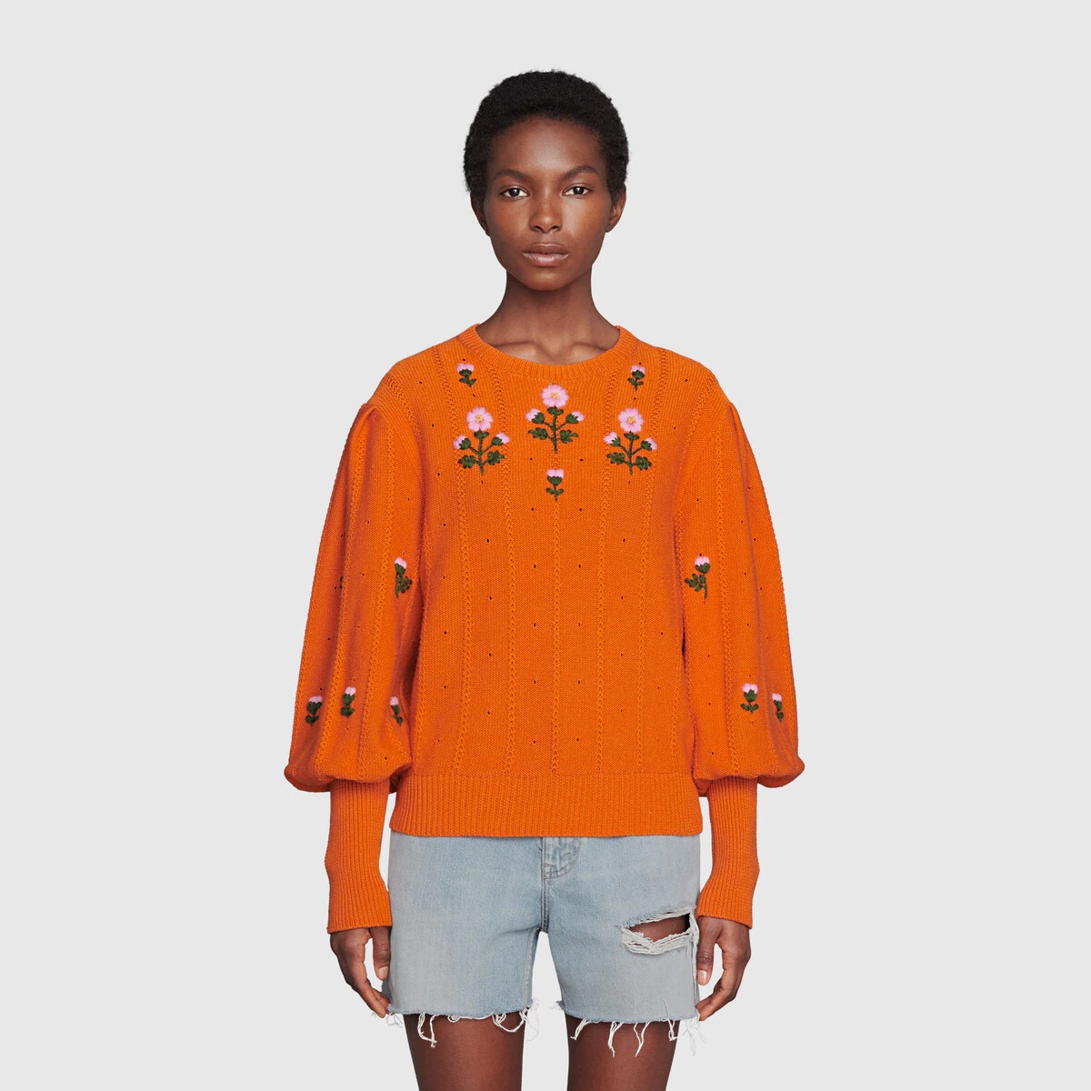 Floral wool and cotton knit - 3