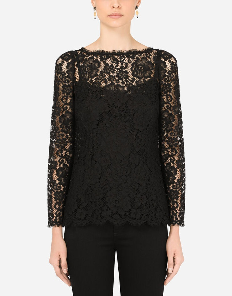 Long-sleeved cordonetto lace top 1