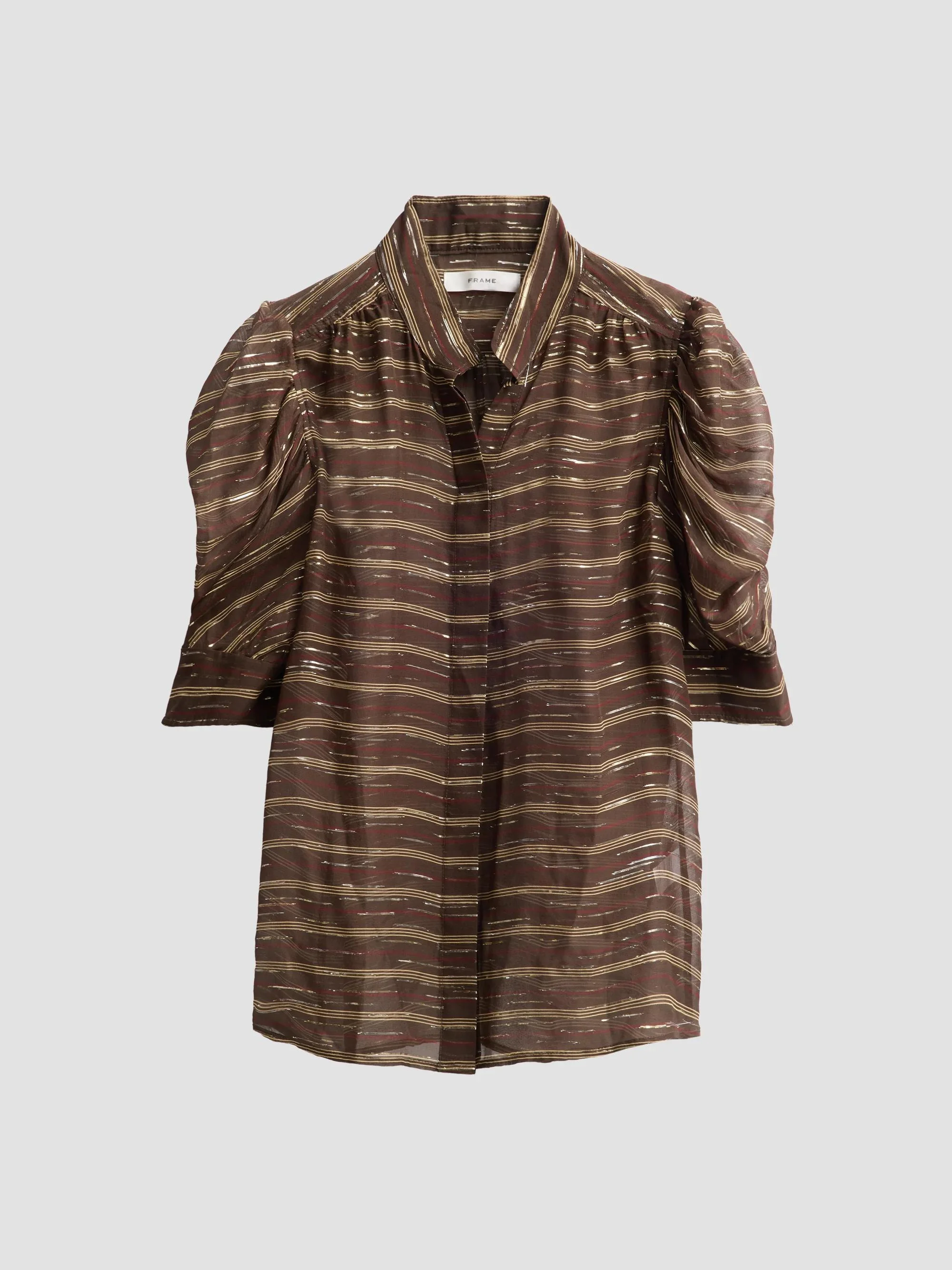 Women's The Gillian Striped Silk-Blend Top - Oakwood Multi - 1