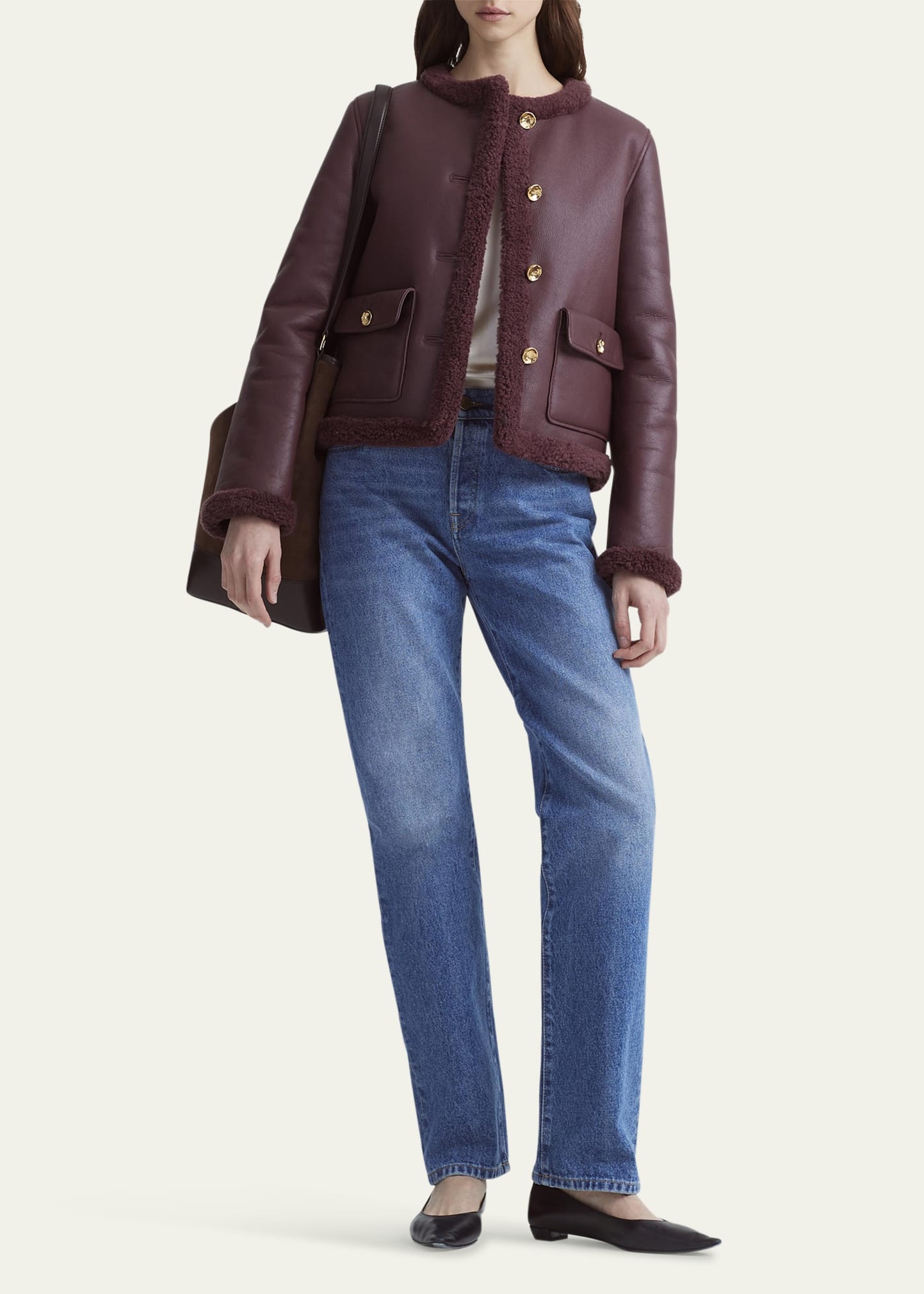 Zed Leather Shearling Coat - 2