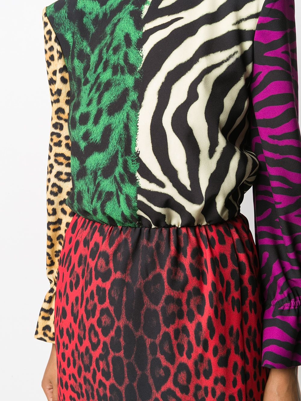 animal-print colour block dress - 5