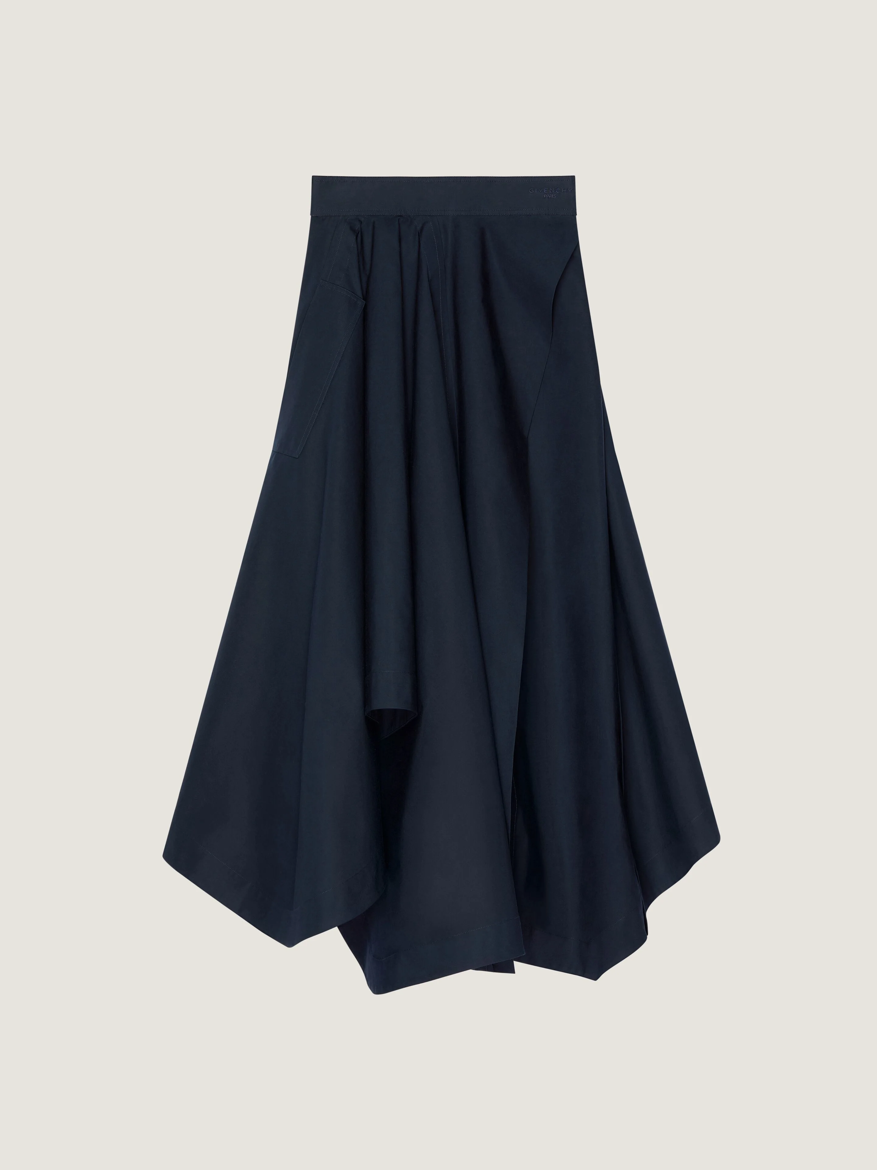 LONG ASYMMETRIC SKIRT IN POPLIN - 1