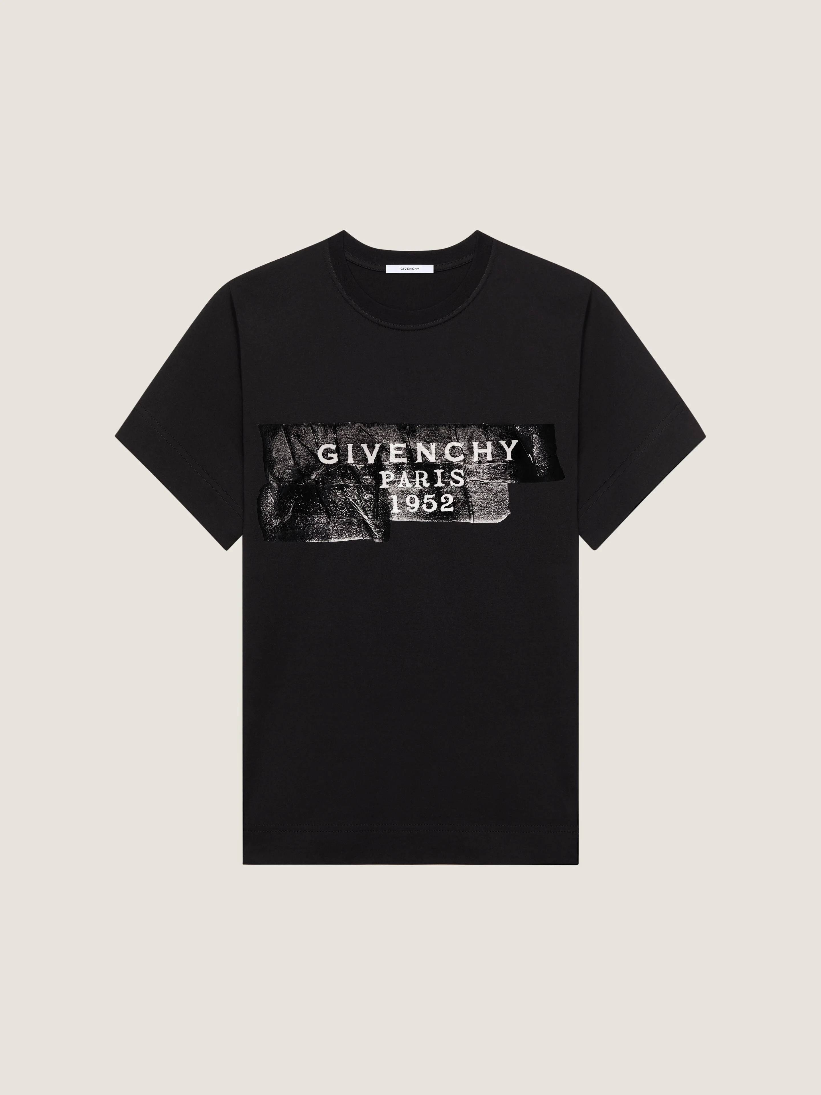 T-SHIRT IN COTTON WITH GIVENCHY TAPE PRINT - 1