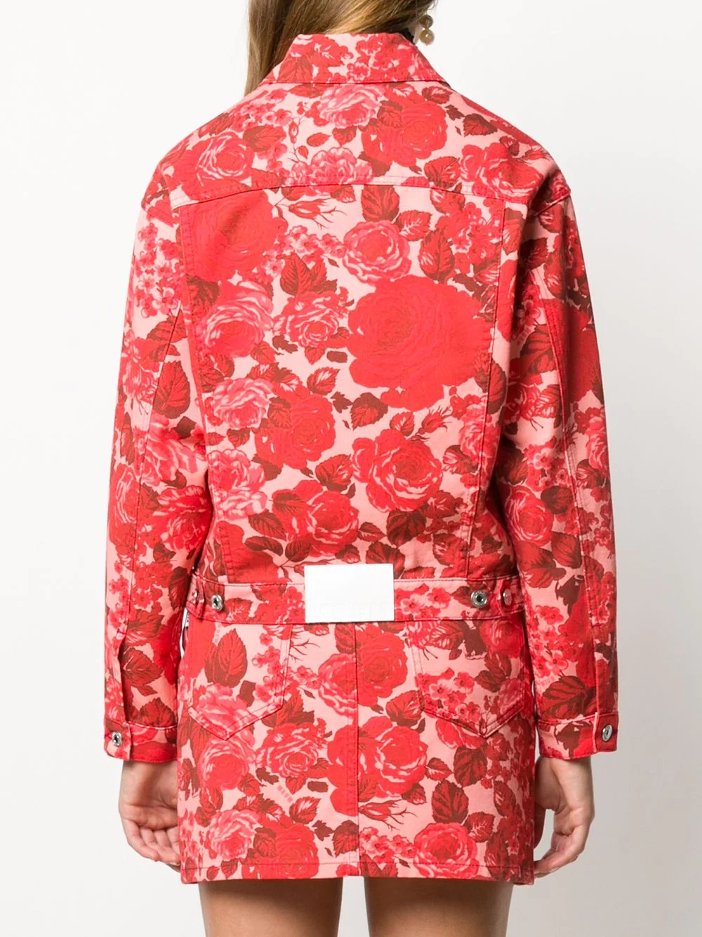 rose-print denim jacket - 4