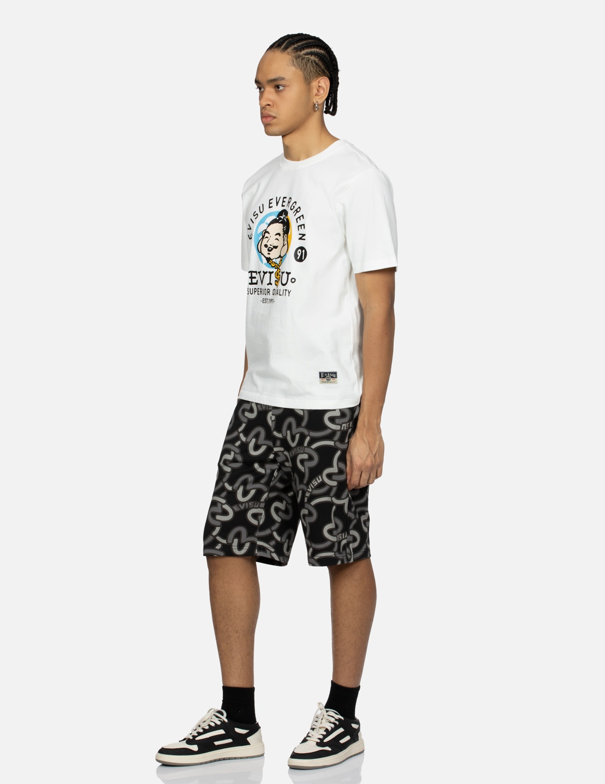 ALLOVER OVERLAPPING SEAGULL PRINT REGULAR FIT SWEAT SHORTS - 3