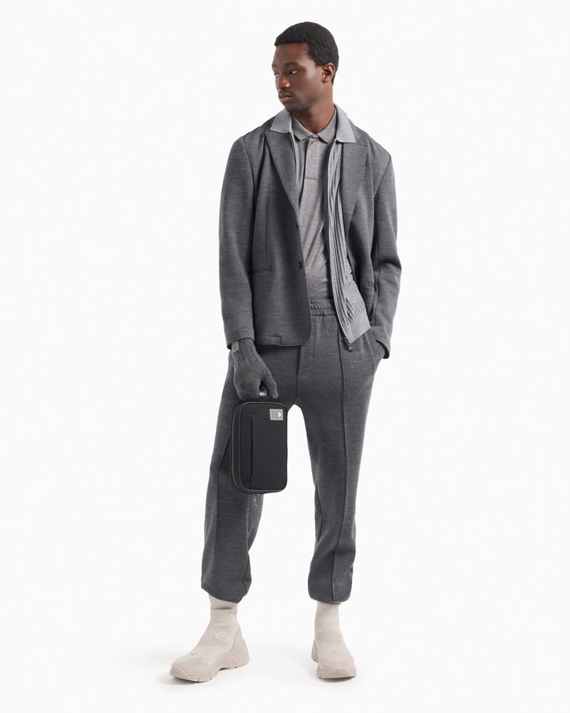 EMPORIO ARMANI Travel Essentials virgin wool-blend jersey joggers outlook