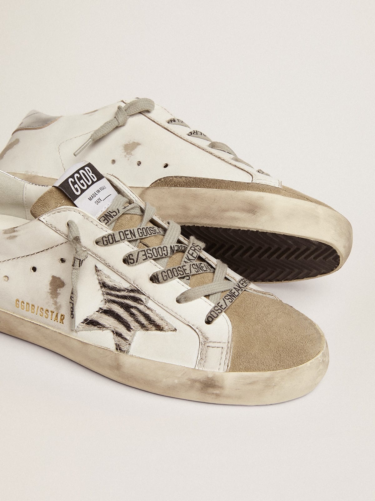 Golden Goose Super-Star sneakers with zebra-print pony skin