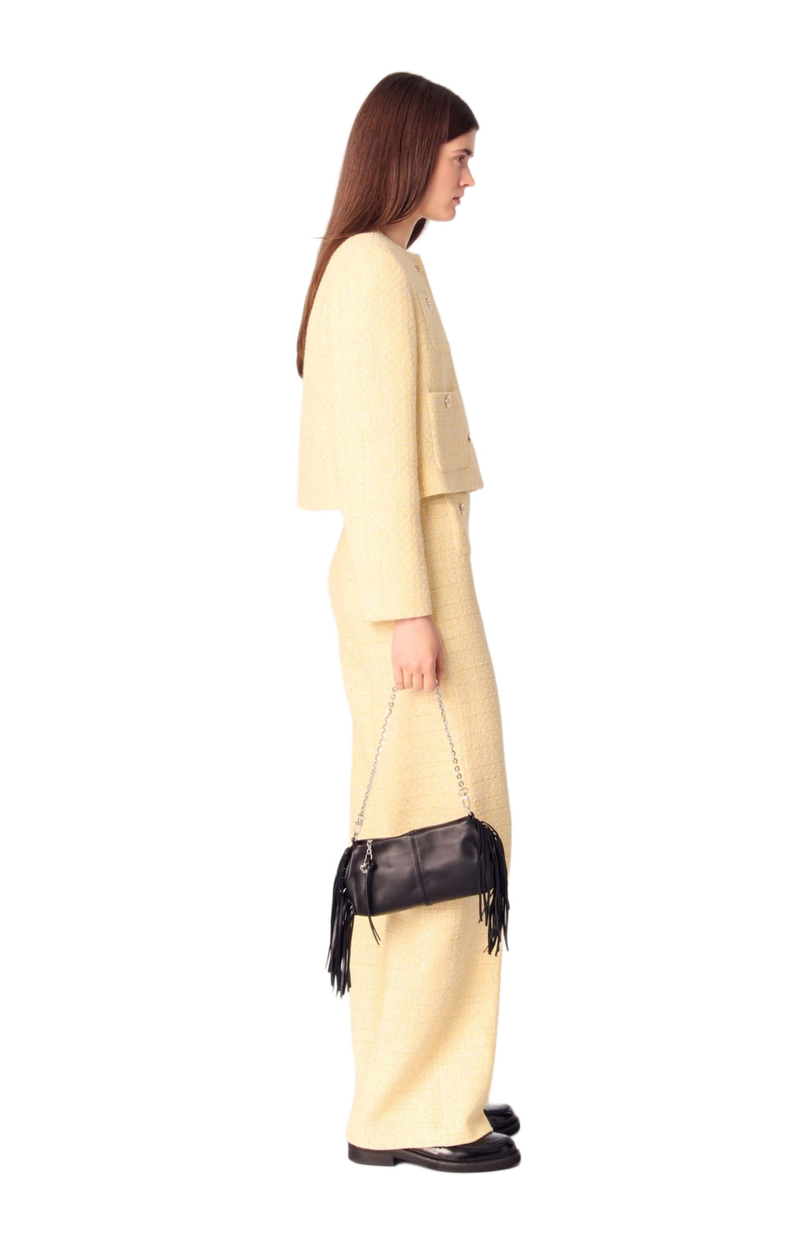maje Straight-leg tweed/lurex trousers in Yellow at Nordstrom - 3