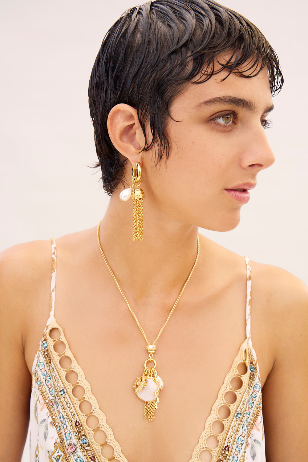 ENCHANTED OCEANIA ASYMMETRICAL DROP EARRINGS - 2