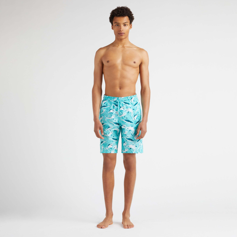 Vilebrequin Men Ultra-light and Packable Long Swim Trunks Requins outlook
