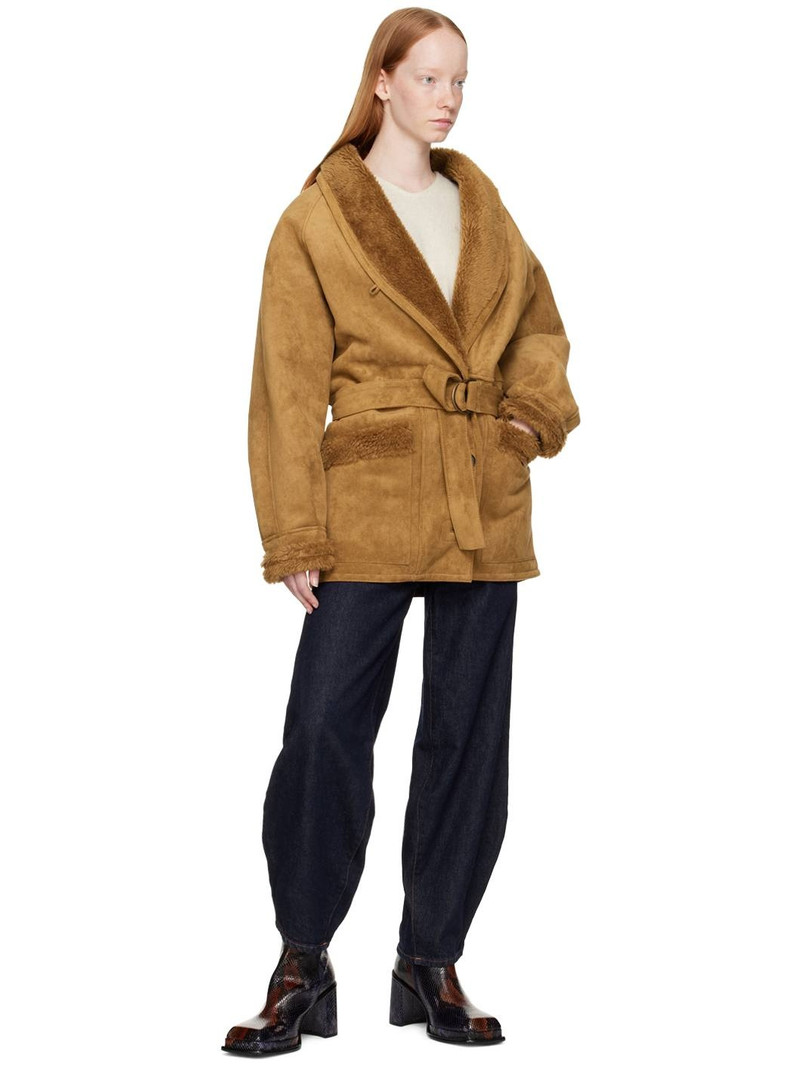 LVIR Tan Paneled Faux-Leather Coat outlook