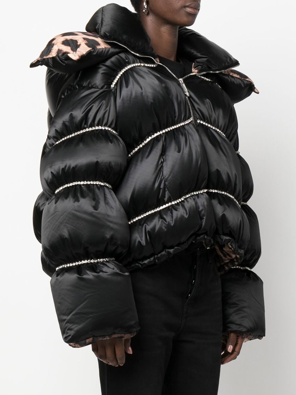 Flame embellished oversized puffer jacket - 3