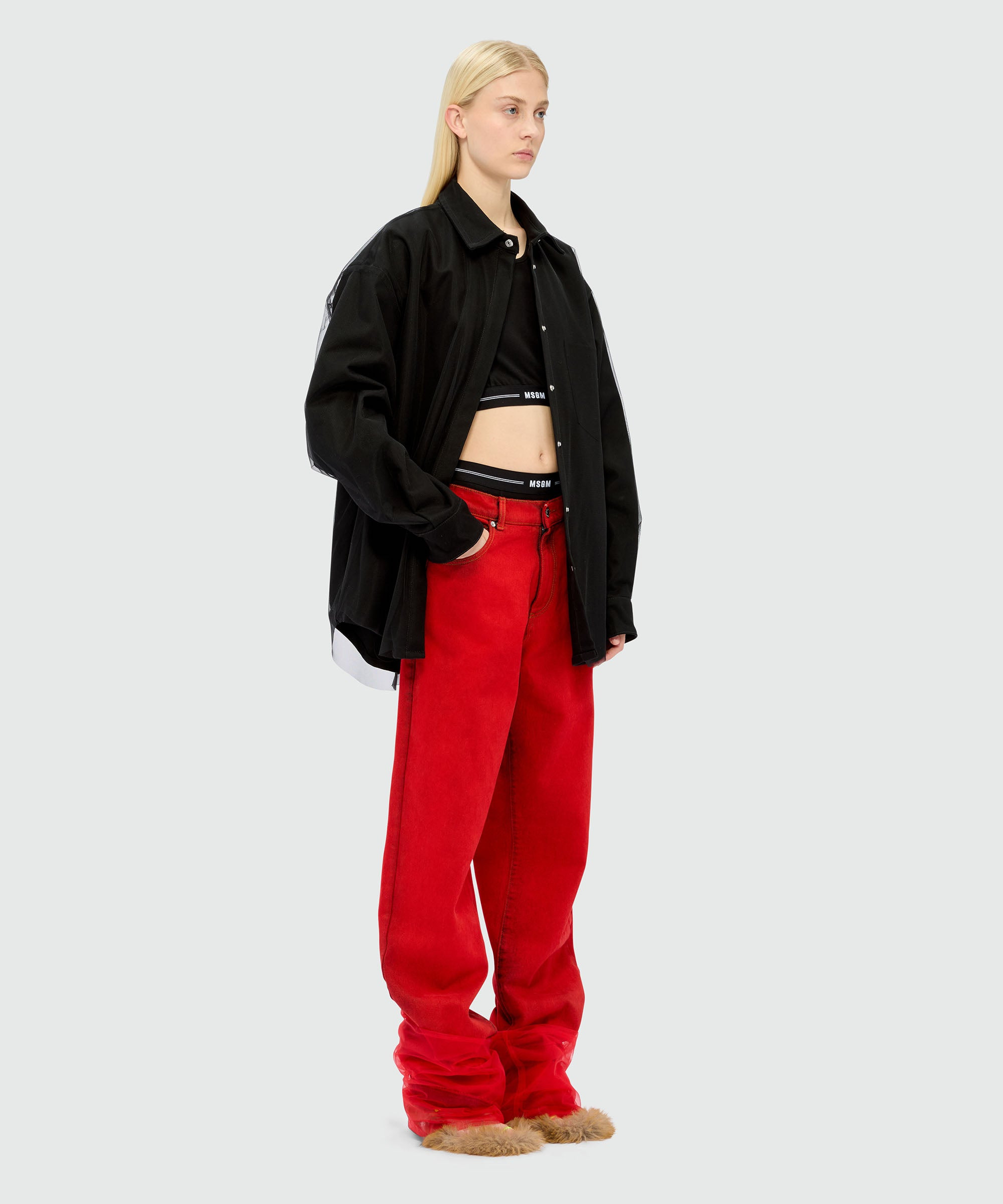 MSGM black jersey top with racerback neckline and elastic waistband - 4