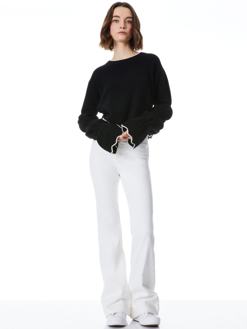 Alice + Olivia FOSS PUFF SLEEVE CROPPED PULLOVER outlook