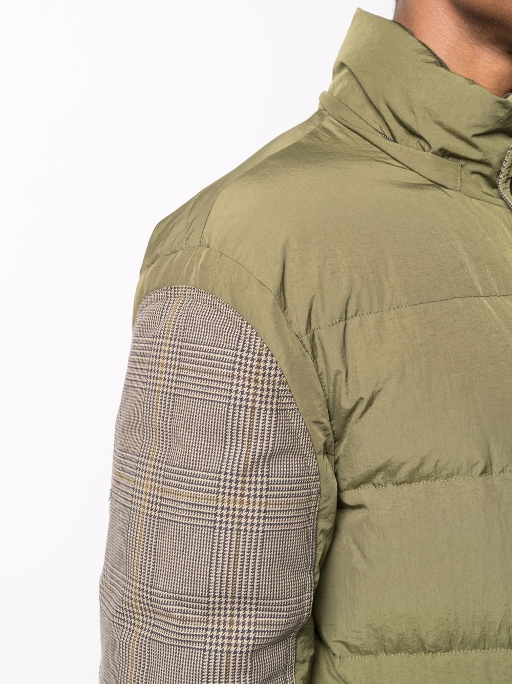 herringbone-sleeved padded down jacket - 5