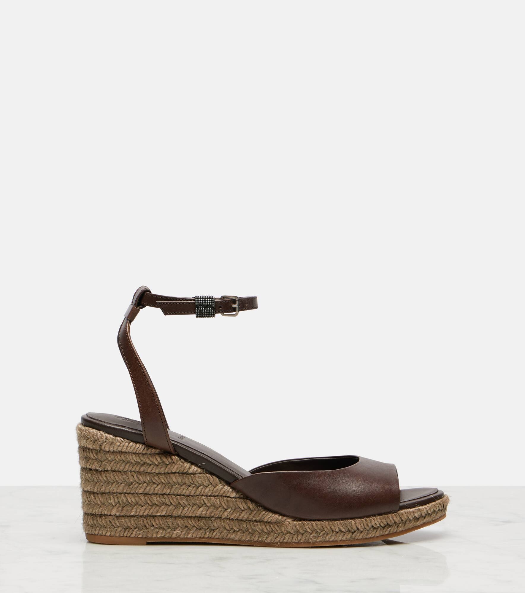 Leather espadrille wedges - 4
