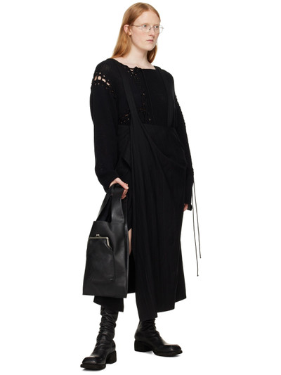 Y's Black Drape Midi Skirt outlook