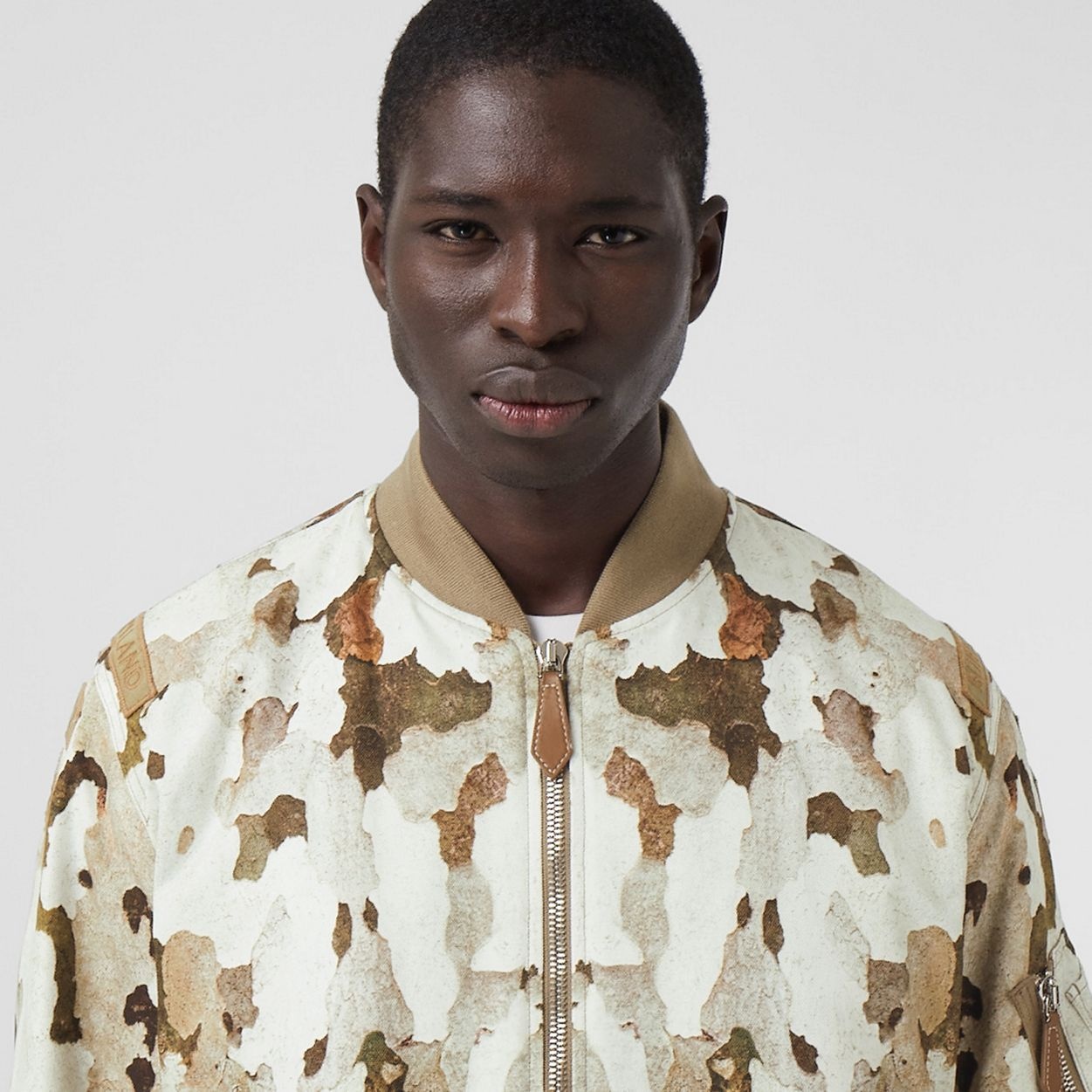 Badge Appliqué Camouflage Cotton Bomber Jacket - 3