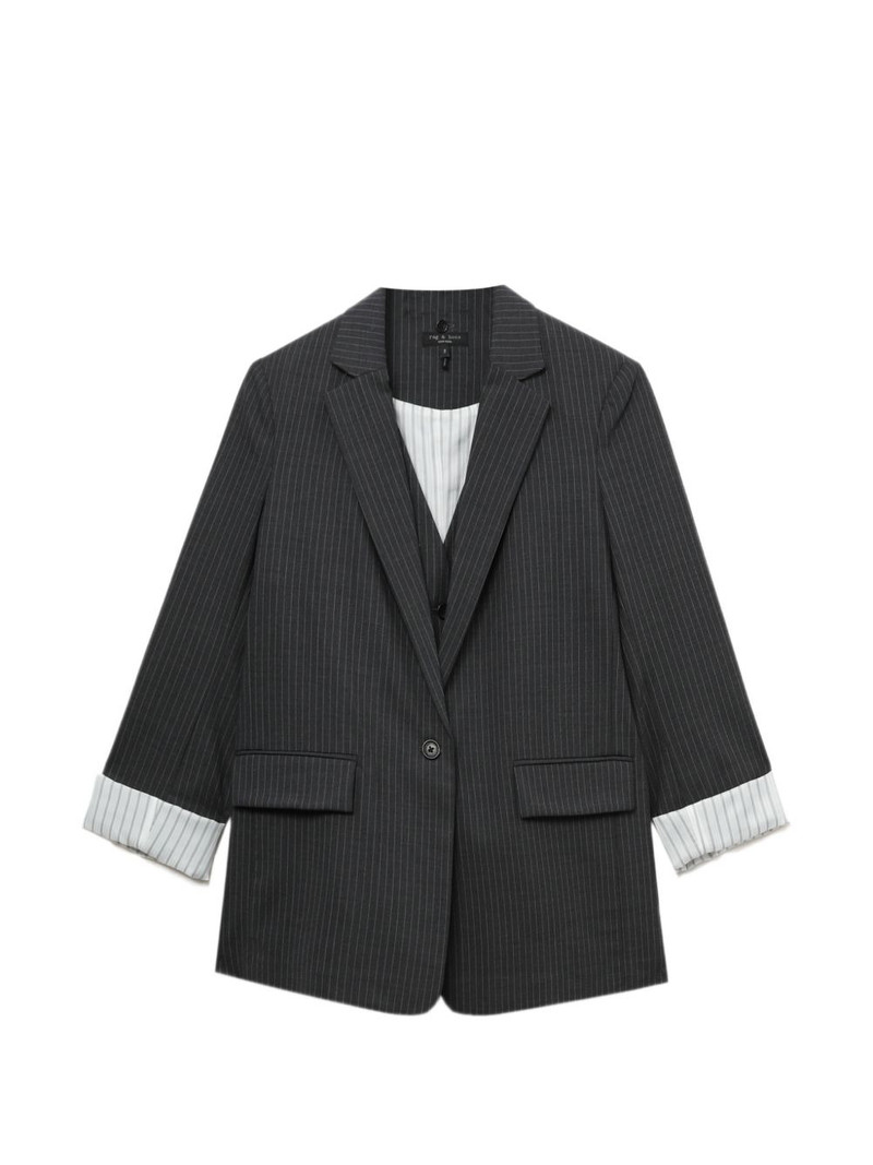 pinstripe three-quarter-sleeve blazer 1