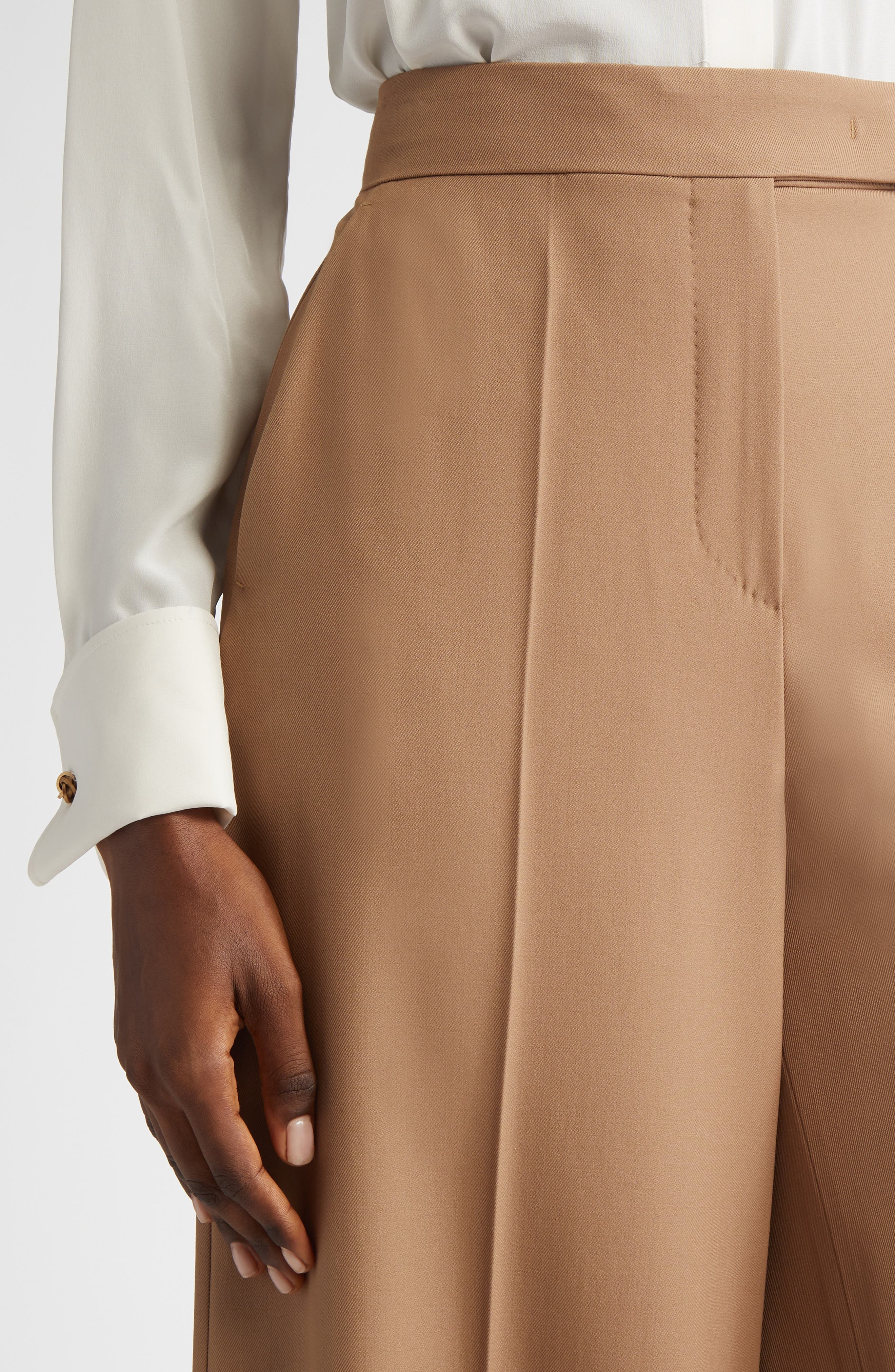 Max Mara Ninfa Virgin Wool Ultra Wide Leg Pants in Camel at Nordstrom - 5