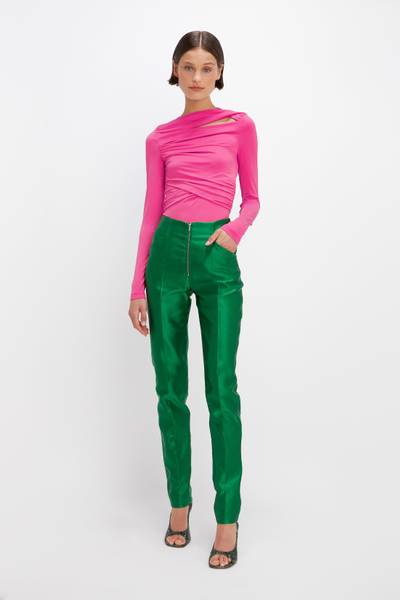 Victoria Beckham Zip Detail Trouser in Emerald Green outlook