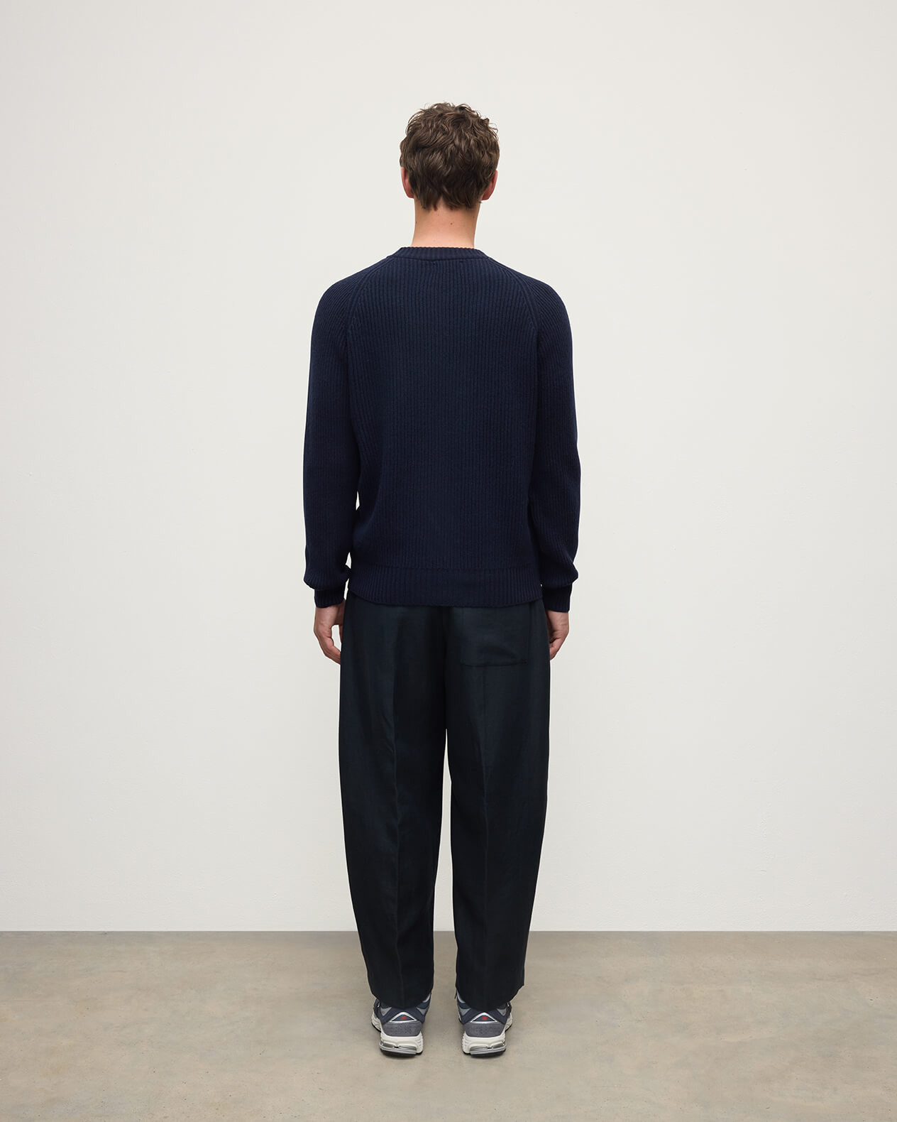 Contrast Neck Navy Cashmere Jumper - 4
