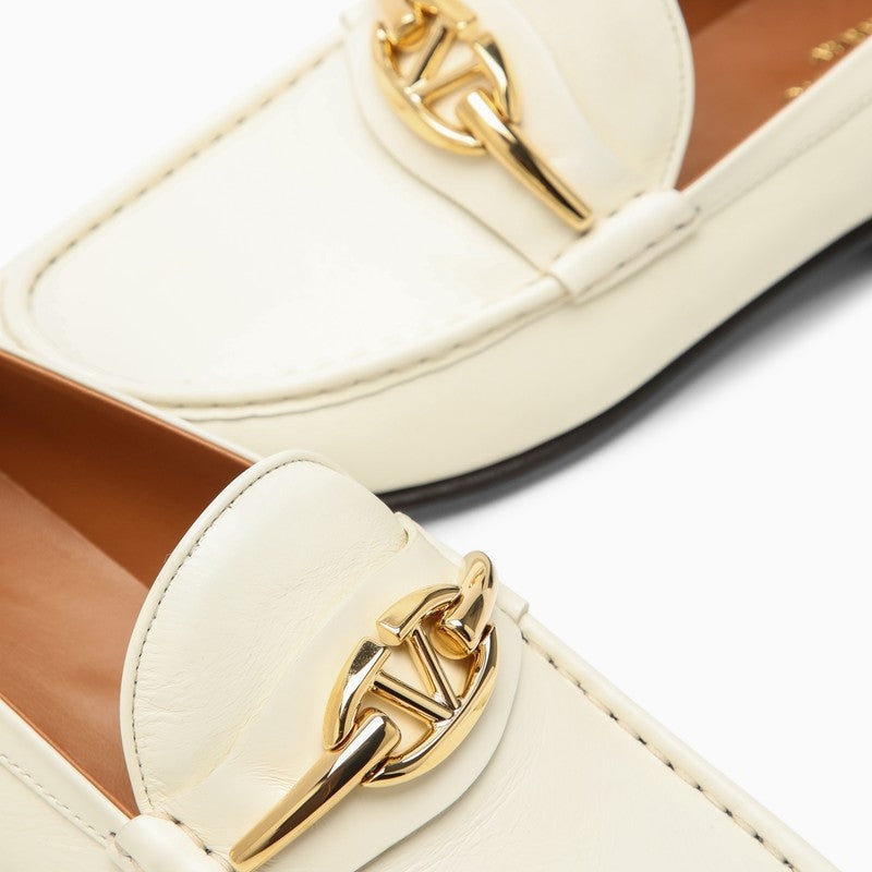 Valentino Garavani Ivory Leather Vlogo Signature Loafer Women - 5