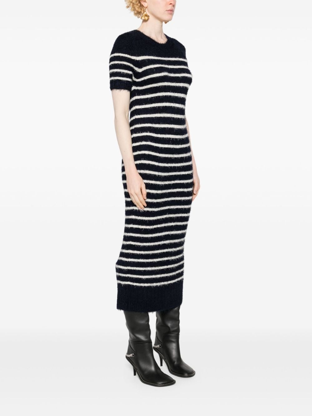 stripe-pattern knitted tube dress - 3