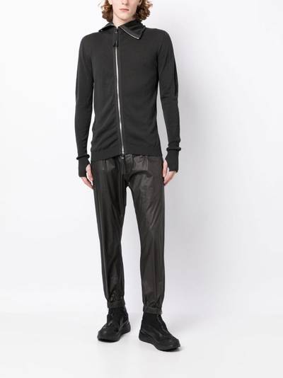Boris Bidjan Saberi asymmetric-zip hooded cardigan outlook