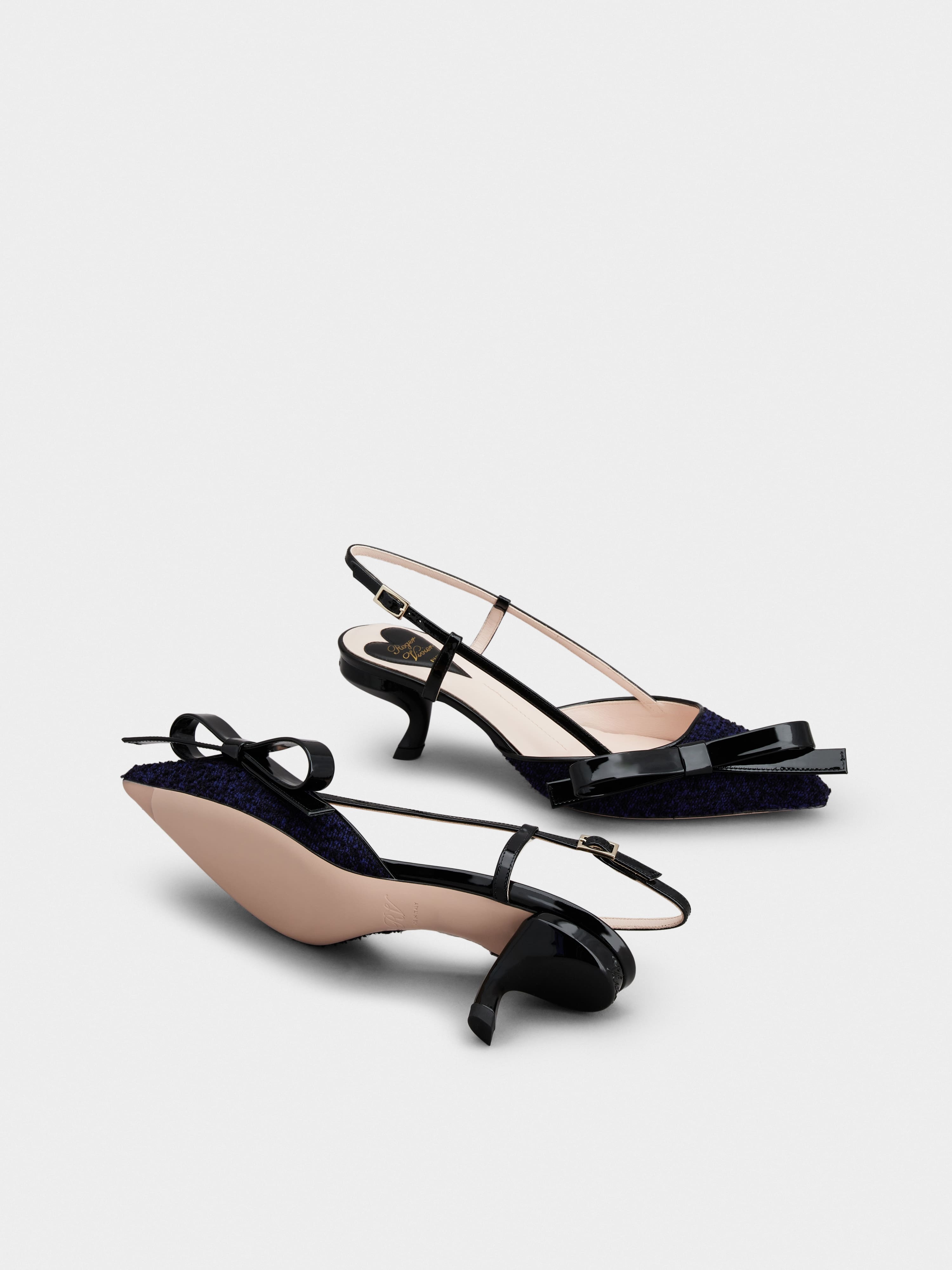 Virgule Bow Slingback Pumps in Fabric - 6